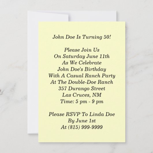 Invitation Accueil de la fête d'anniversaire orientée (Dos)