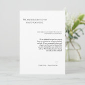 Invitation Accueil de mariage avec scénario moderne et progra (Debout devant)