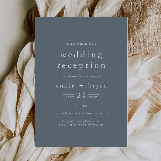 Invitation Accueil de mariage minimal d'hiver bleu Dusty EMEL