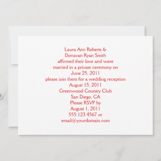 Invitation Accueil de style rétro à Las Vegas, réception uniq (Dos)