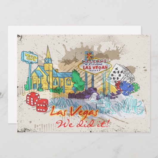 Invitation Accueil de style rétro à Las Vegas, réception uniq (Devant / Derrière)