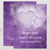 Invitation Accueil élégant Coeurs modernes Purple (Devant / Derrière)