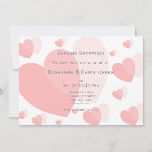 Invitation Accueil Mariage Coeurs Roses (Devant)