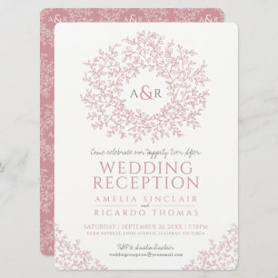 Invitation Accueil mariage d'art en feuille rose vierge