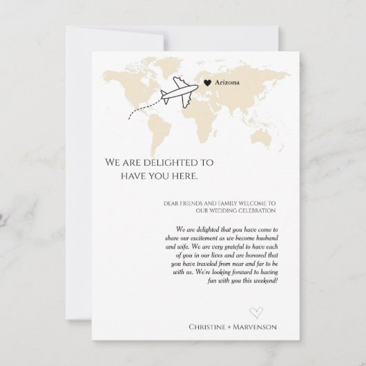 Invitation Accueil mariage de destination et week-end d'itiné (Devant)