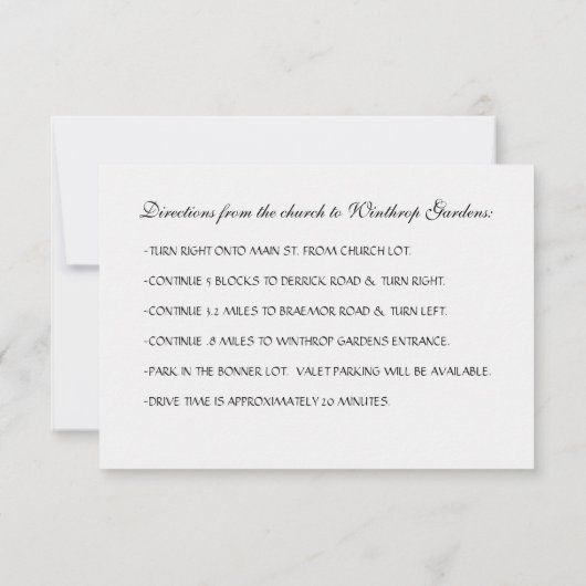 Invitation Accueil Mariage de vacances Instructions Invitatio (Dos)