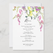 Invitation Accueil mariage Fleur sauvage coloré Menu (Devant)