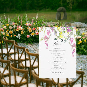 Invitation Accueil mariage Fleur sauvage coloré Menu