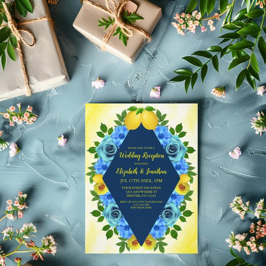 Invitation Accueil Mariage Floral Citron Soleil