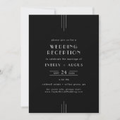 Invitation Accueil Mariage Noir Art Déco TOUT Moderne (Devant)