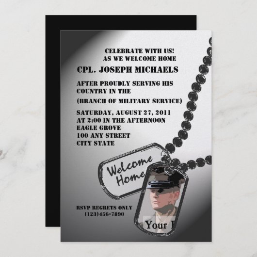 Invitation Accueil / Militaire (Devant / Derrière)