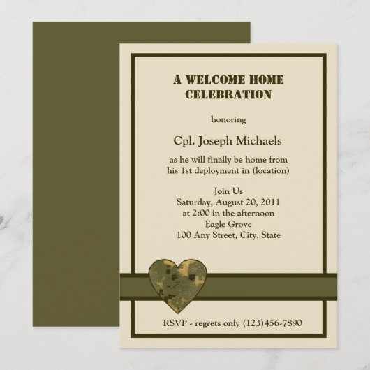 Invitation Accueil / Militaire (Devant / Derrière)