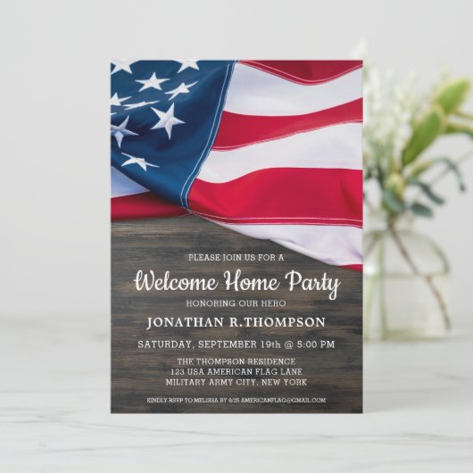 Invitation Accueil Militaire Accueil États-Unis Drapeau améri (Debout devant)