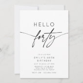 Invitation Accueil moderne Bonjour Quarante Fête d'anniversai (Devant)