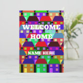 INVITATION ACCUEIL PERSONNALISÉ MAISONS COLORÉES (Debout devant)