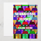 INVITATION ACCUEIL PERSONNALISÉ MAISONS COLORÉES (Devant / Derrière)