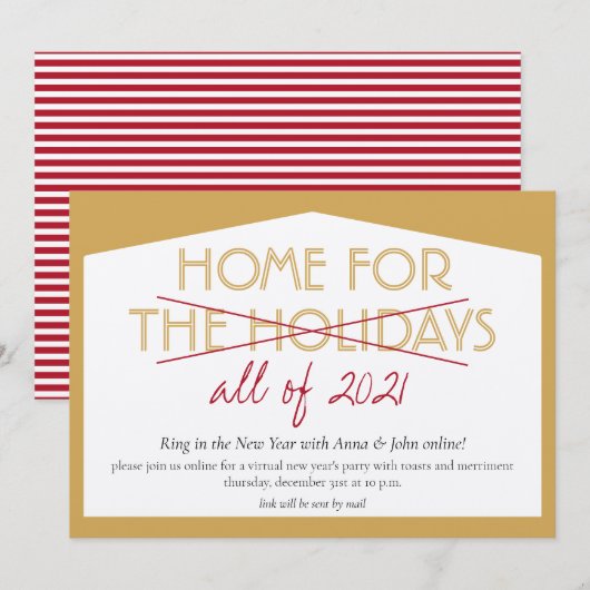 Invitation Accueil pour les vacances Fête drôle du Nouvel An (Devant / Derrière)