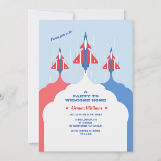 Invitation Accueil rouge et bleu de la Force aérienne (Devant)