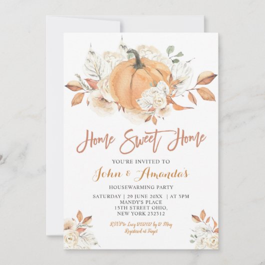 Invitation Accueil Sweet Home Rustic Citrouille House Fête du (Devant)