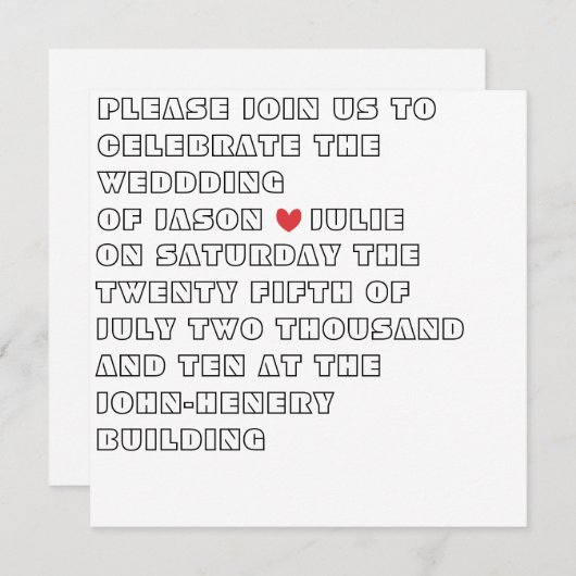 Invitation Ace (Devant / Derrière)