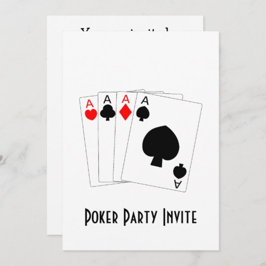 Invitation Aces Design Poker Party (Devant / Derrière)