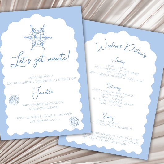 Invitation Acheter Nauti Blue Nautical Bachelorette Week-end