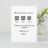 Invitation achetez une boisson à la mariée scannez le code QR (Debout devant)