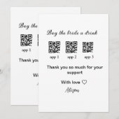 Invitation achetez une boisson à la mariée scannez le code QR (Devant / Derrière)