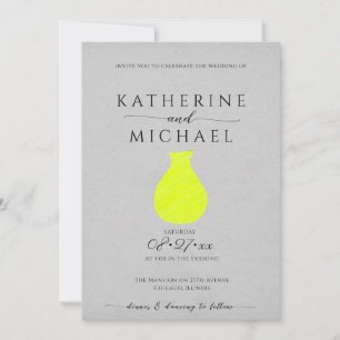 Invitation Acide jaune et gris esthétique Mariage
