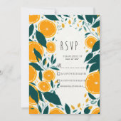 Invitation Acitrus vert foncé botanique orange fruit RSVP (Devant)