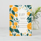 Invitation Acitrus vert foncé botanique orange fruit RSVP (Debout devant)