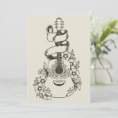Invitation Acoustic Guitar With Flower Ornament (Debout devant)