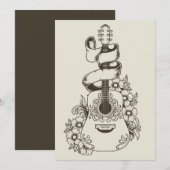 Invitation Acoustic Guitar With Flower Ornament (Devant / Derrière)