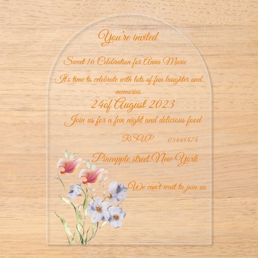 Invitation Acrylique (Recto)