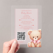 Invitation Acrylique Baby shower rose Ours Teddy (In situ (ordinateur de poche))