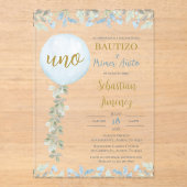 Invitation Acrylique Baptême Espagnol Avec Ballons (Recto)