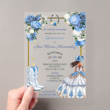 Invitation Acrylique Bleue Charra Quinceañera