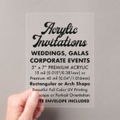 Invitation Acrylique Clair Rectangulaire De 15 Mil (In situ (ordinateur de poche))