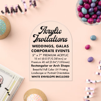 Invitation Acrylique Claire Arché Premium 40 Mil