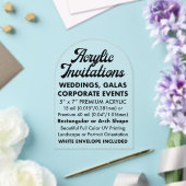 Invitation Acrylique Claire Arché Premium 40 Mil (Insitu (Mariage))