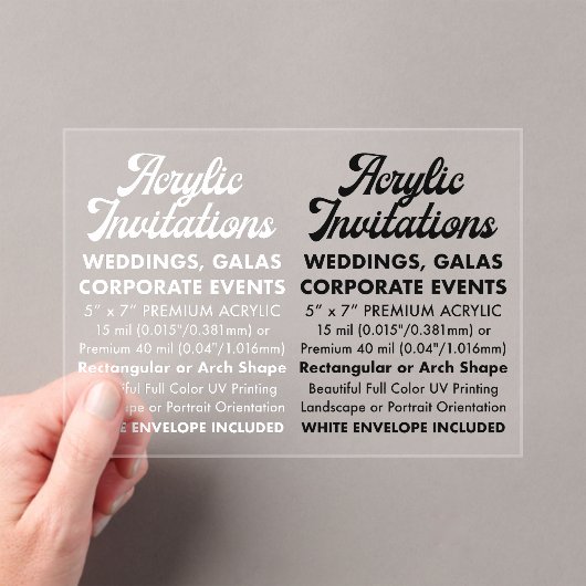 Invitation Acrylique Claire De 15 Mil (Paysage) (In situ (ordinateur de poche))