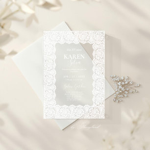 Invitation Acrylique de Quinceanera en Dentelle