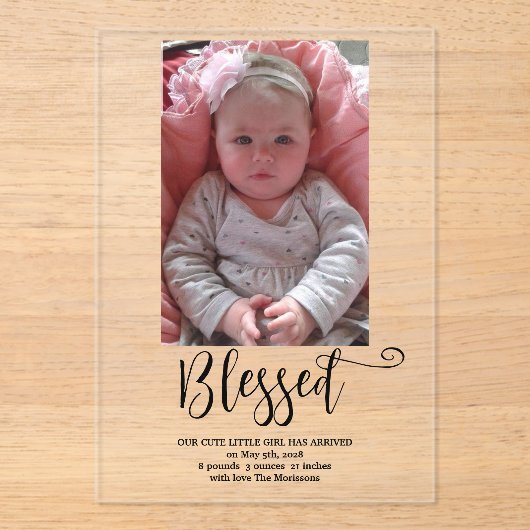 Invitation Acrylique faire-part de naissance (Recto)