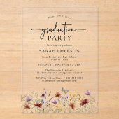Invitation Acrylique fleur sauvage Graduation (Recto)