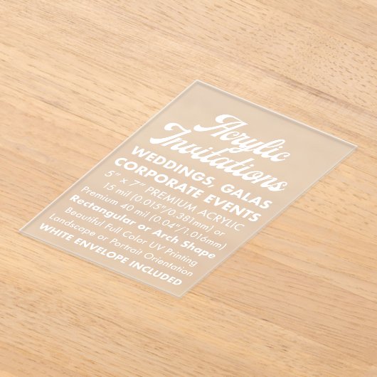 Invitation Acrylique Frosted Rectangulaire De 15 M (Poser)