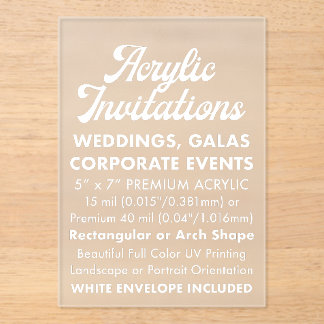 Invitation Acrylique Frosted Rectangulaire De 15 M