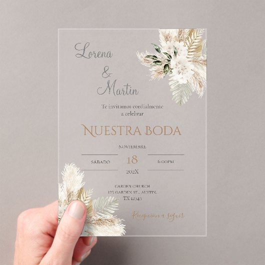 Invitation Acrylique Mariage Boho Espagnol (In situ (ordinateur de poche))