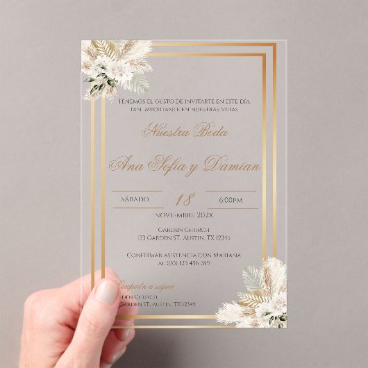 Invitation Acrylique Mariage Boho Espagnol (In situ (ordinateur de poche))