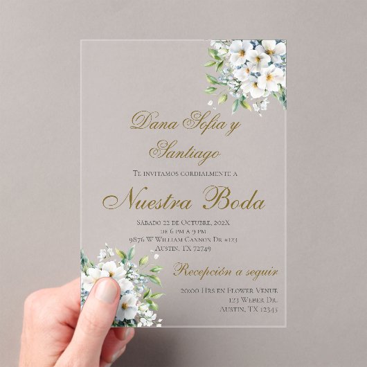 Invitation Acrylique Mariage Boho Espagnol (In situ (ordinateur de poche))