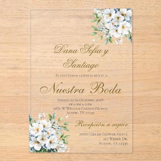 Invitation Acrylique Mariage Boho Espagnol (Recto)